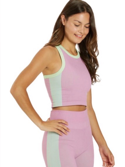 Nwt Cream Yoga Women’s Sleeveless Colorblock Tank Top In Lavender And Mint